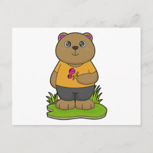 Bär mit Blumen Postkarte