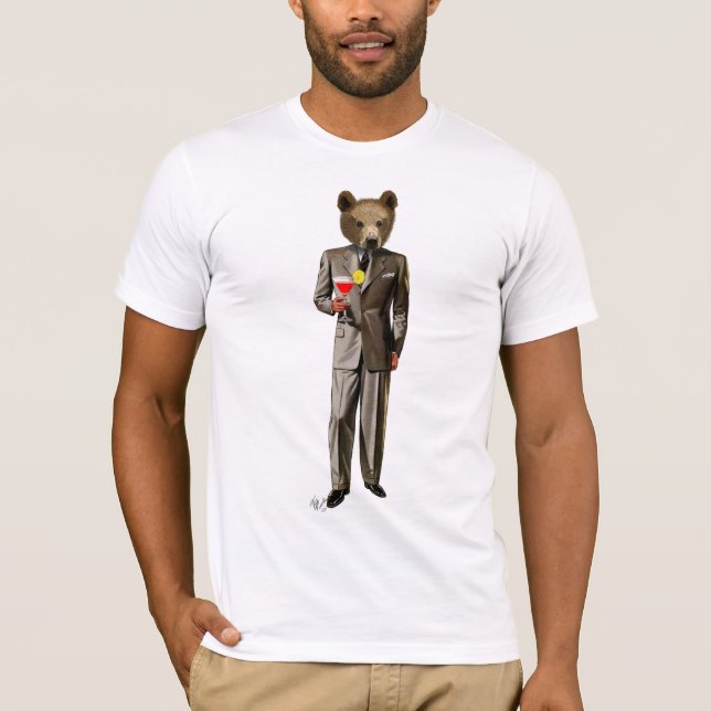 Bär mit Cocktail T-Shirt (Vorderseite)