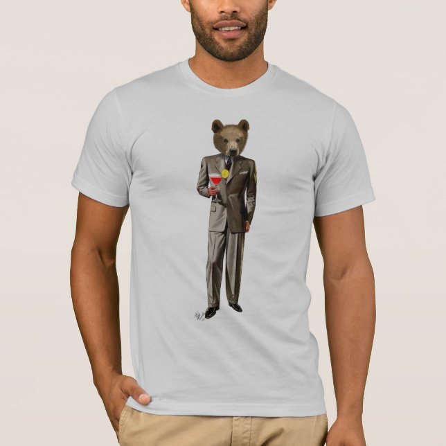 Bär mit Cocktail T-Shirt (Vorderseite)