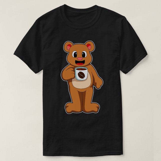 Bär mit Cup of Coffee 1 T-Shirt (Design vorne)