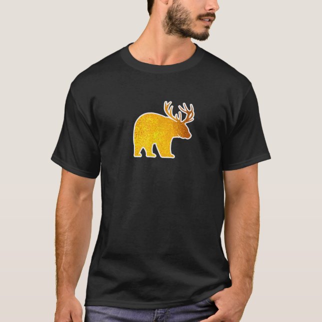 Bär mit den Hirschgeweihten Funny Beer Lover Spiri T-Shirt (Vorderseite)