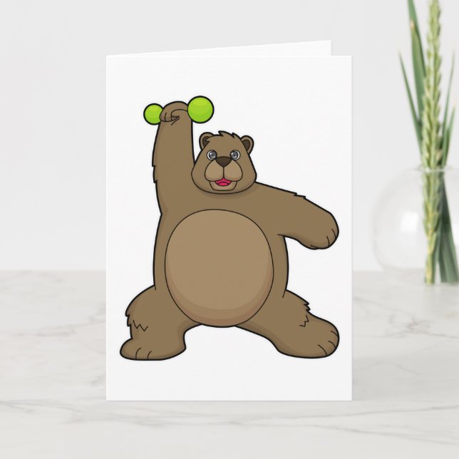 Bär mit Dumbell an der Yoga-Fitness Karte (Vorderseite)