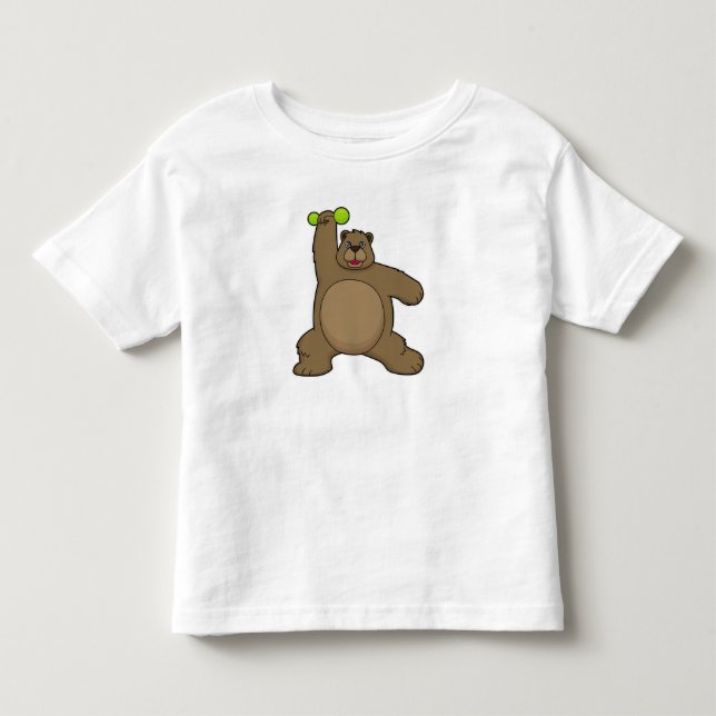 Bär mit Dumbell an der Yoga-Fitness Kleinkind T-shirt (Vorderseite)