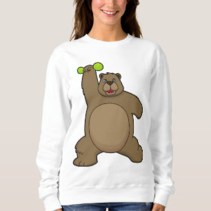Bär mit Dumbell an der Yoga-Fitness Sweatshirt