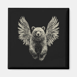 Bär mit Engel Wings Retro Wildlife Artefakt Flyin Magnet
