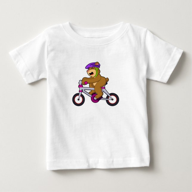 Bär mit Fahrrad und Helm Baby T-shirt (Vorderseite)
