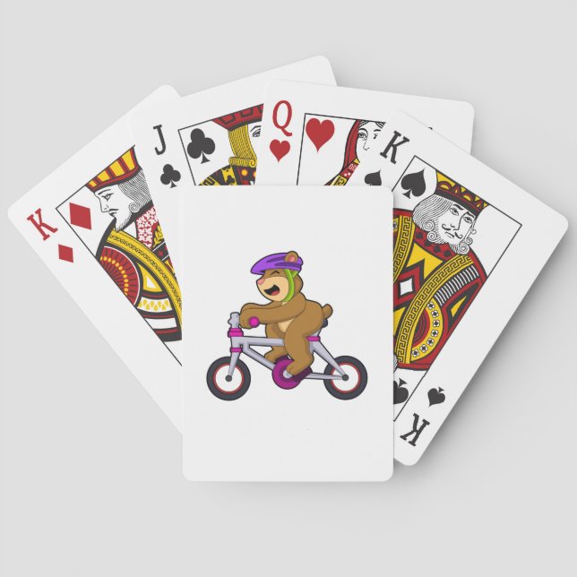 Bär mit Fahrrad und Helm Spielkarten (Rückseite)