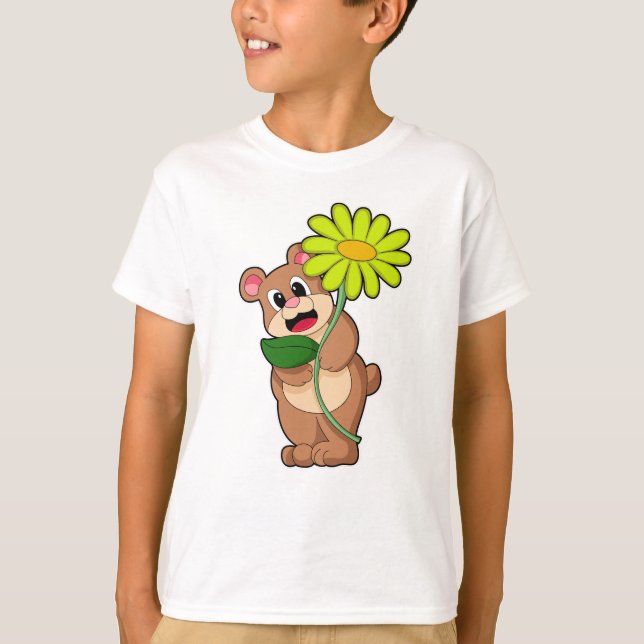 Bär mit gelber Blume T-Shirt (Vorderseite)