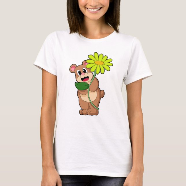Bär mit gelber Blume T-Shirt (Vorderseite)