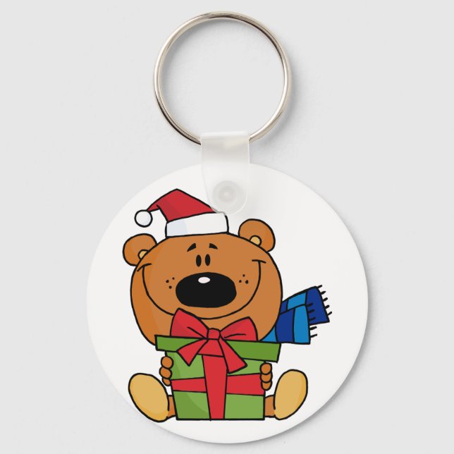 Bär mit Geschenkideen und Geschenken Schlüsselanhänger (Vorderseite)