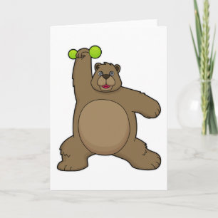 Bär mit Hantel bei Yoga Fitness Karte
