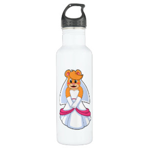 Bär mit Hochzeitskleid und Schleier Edelstahlflasche