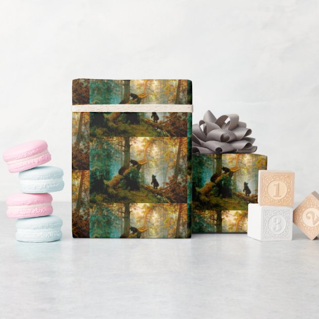 Bär mit Kubs in einem Kiefernwald Ivan Shishkin 18 Geschenkpapier (Babyparty)