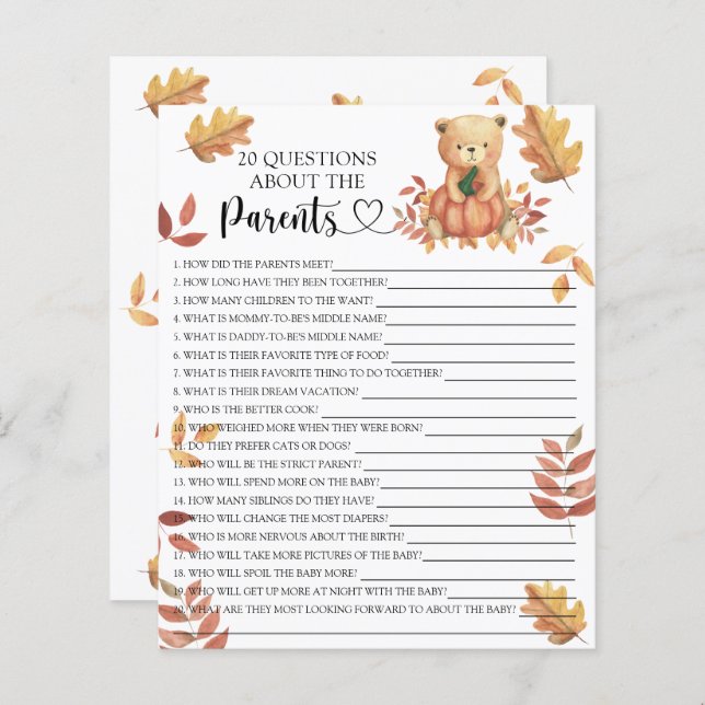 Bär mit Kürbis - Spiele über die Eltern (Vorne/Hinten)