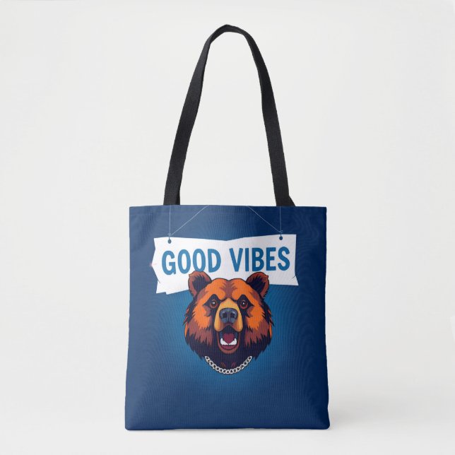 Bär mit lebhaften Farben und guter Text Tasche (Vorderseite)