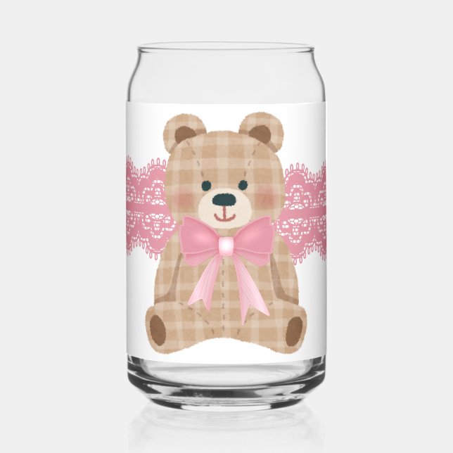 Bär mit rosa Schleife Dosenglas (Links)