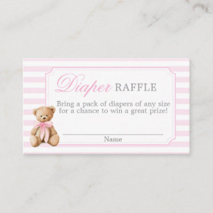 Bär mit rosa Streifen Baby-Party-Windel-Raffle-Kar Begleitkarte