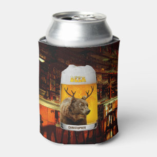 Bär mit Rotwild-Horn-Bier-Tassepub-Inhaber-coolem Dosenkühler