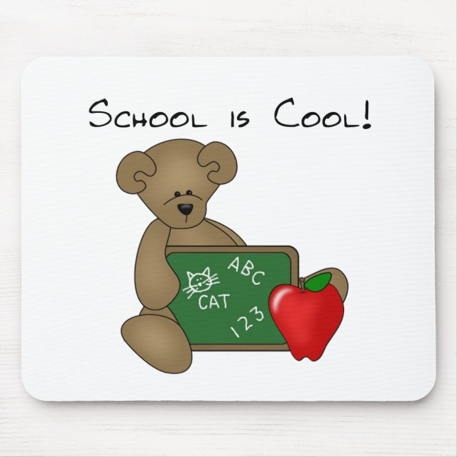 Bär mit Schreibens-Brett-Schule ist cool Mousepad (Vorne)