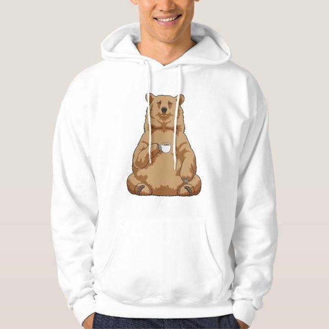 Bär mit Tasse Kaffee Hoodie (Vorderseite)