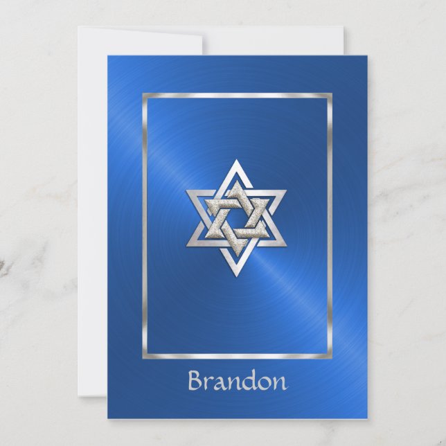 Bar Mitzvah 15 Couleurs Star of David Invitation (Devant)