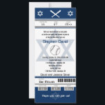 Bar Mitzvah Baseball Einladung<br><div class="desc">Navy Blue, White und Gray Baseball Ticket mit dem Star of David für Ihre Bar Mitzvah Einladung. Zwei Fußball-Helme für Ihre Initialen und Mitte Star of David in einer verblassten blauen Farbe. Wenn Sie eine andere Farbkombination oder andere Designänderungen benötigen, schicken Sie bitte eine E-Mail an paula@labellarue.com , BEVOR SIE...</div>