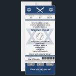 Bar Mitzvah Baseball Einladung<br><div class="desc">Navy Blue, White und Gray Baseball Ticket mit dem Star of David für Ihre Bar Mitzvah Einladung. Zwei Fußball-Helme für Ihre Initialen und Mitte Star of David in einer verblassten blauen Farbe. Wenn Sie eine andere Farbkombination oder andere Designänderungen benötigen, schicken Sie bitte eine E-Mail an paula@labellarue.com , BEVOR SIE...</div>