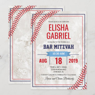 Bar Mitzvah Baseball Vintag Grunge Einladung