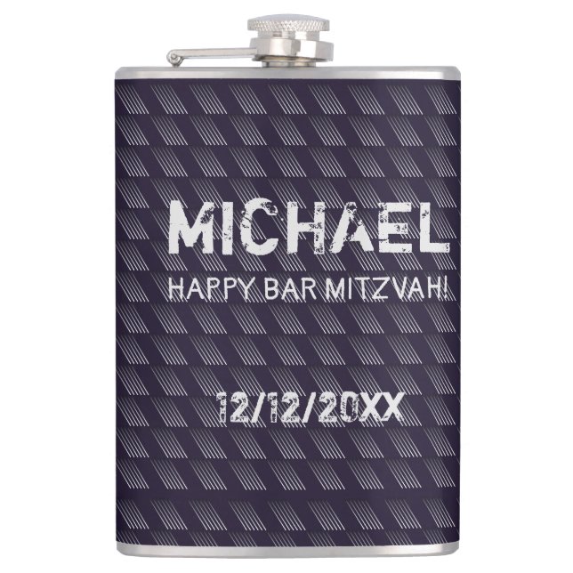Bar Mitzvah Birthday Modern Pattern Flachmann (Vorderseite)