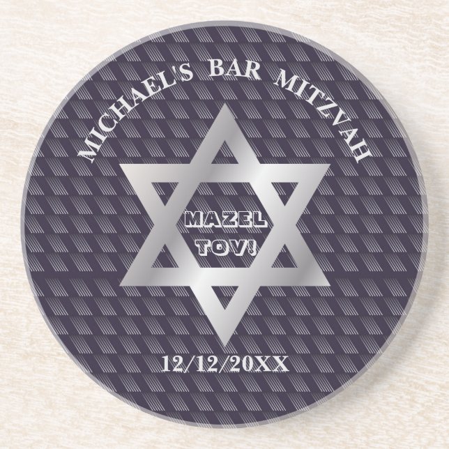 Bar Mitzvah Birthday Modern Pattern Getränkeuntersetzer (Vorne)