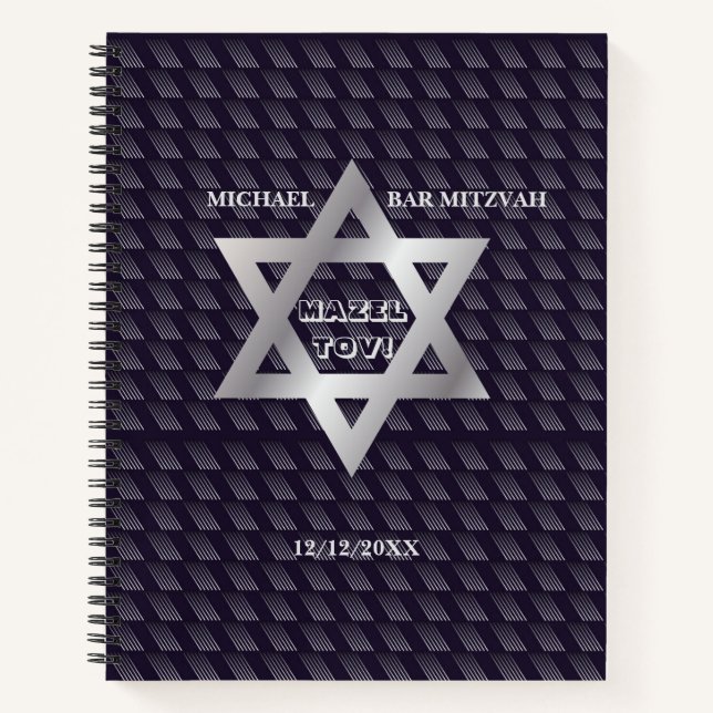 Bar Mitzvah Birthday Modern Pattern Notizbuch (Vorderseite)