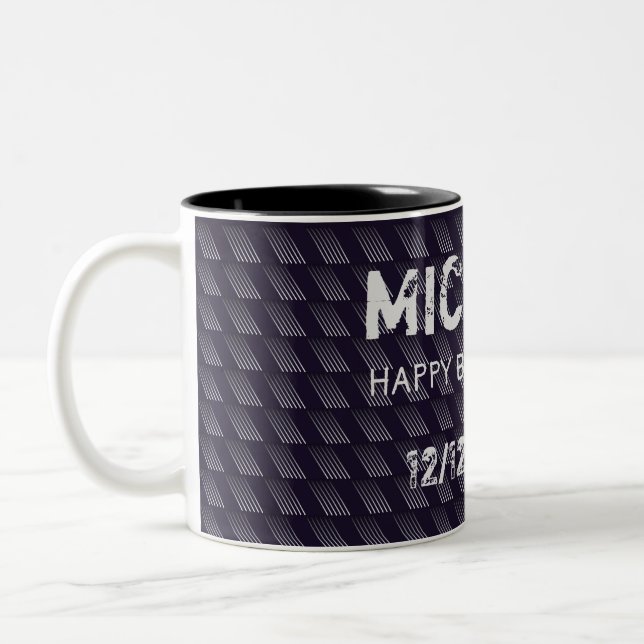 Bar Mitzvah Birthday Modern Pattern Zweifarbige Tasse (Links)
