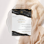 Bar Mitzvah Black und Gold Agate Border Moderne Einladung<br><div class="desc">Dieses moderne Design besticht durch eine schöne schwarz-goldene Grenze und Ihren eigenen Text auf der Vorder- und Rückseite bei Bedarf. Fügen Sie den Text mithilfe des Vorlagenformulars hinzu. Auf die erweiterten Editiermenüs können Sie mit dem Design-Tool zugreifen und die Schriftart,  Farben und das Layout ändern.</div>