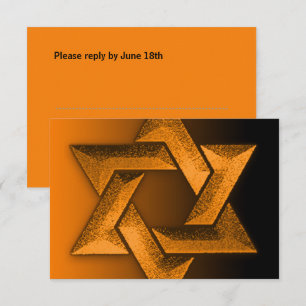 Bar Mitzvah Black und Orange Star von David UAWG RSVP Karte