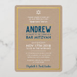 BAR MITZVAH - Blau der intelligenten, fett gedruck Folieneinladung<br><div class="desc">von kat massard >>> kat@simplysweetPAPERIE.com << Bar Mitzvah Einladung mit echten glänzenden Folienakzenten.</div>