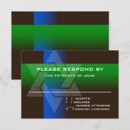 Bar Mitzvah Blau und Grün für jede Farbe RSVP Karte
