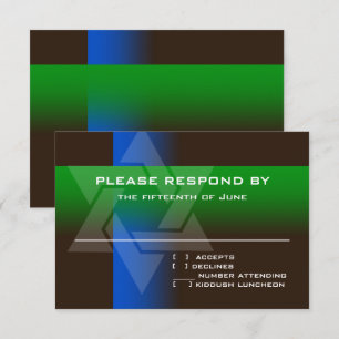 Bar Mitzvah Blau und Grün für jede Farbe RSVP Karte