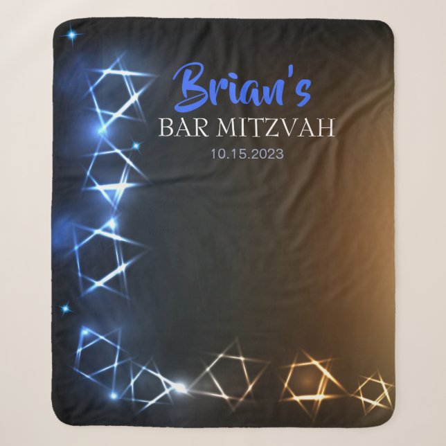 Bar Mitzvah Blue Foto Stand Party Hintergrund Schw Sherpadecke (Vorderseite)