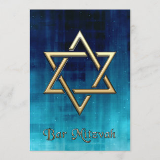 Bar Mitzvah Blue Galaxy & Gold Star von David Einladung
