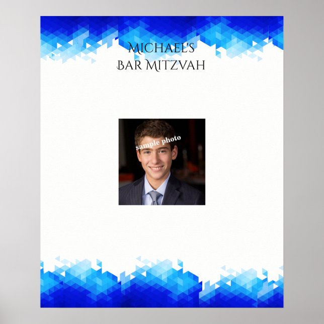 Bar Mitzvah, Blue Geometric, Foto, Vorstandsmitgli Poster (Vorne)