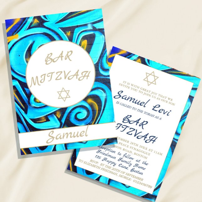 Bar Mitzvah Blue Star der jüdischen Einladung von  (Von Creator hochgeladen)
