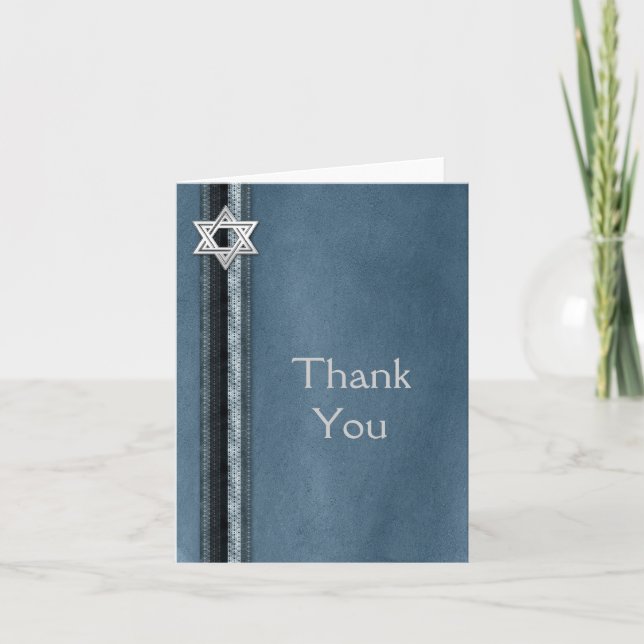 Bar Mitzvah Blue Striping Vielen Dank Dankeskarte (Vorderseite)