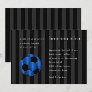 Bar Mitzvah Blue und Black Soccer Ball Einladung