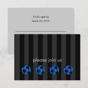 Bar Mitzvah Blue und Black Soccer Ball Einladung