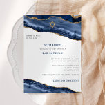 Bar Mitzvah, Blue und Gold Agate Border Einladung<br><div class="desc">Dieses moderne Design besticht durch eine wunderschöne blau-goldene Grenze und Ihren eigenen Text auf der Vorder- und Rückseite bei Bedarf. Fügen Sie den Text mithilfe des Vorlagenformulars hinzu. Die erweiterten Editiermenüs,  auf die Sie durch die Option "Weitere Anpassung" zugreifen können,  ermöglichen Ihnen,  die Schriftart,  Farben und Layout zu ändern.</div>