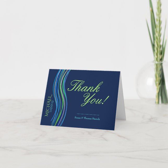 Bar Mitzvah Blue und Green Gebet Shawl Vielen Dank Dankeskarte (Vorderseite)