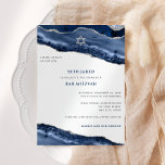 Bar Mitzvah Blue und Silver Agate Border Modern Einladung<br><div class="desc">Dieses moderne Design besticht durch eine wunderschöne blau-silberne glänzende Achatgrenze und Ihren eigenen Text auf der Vorder- und Rückseite, falls erforderlich. Fügen Sie den Text mithilfe des Vorlagenformulars hinzu. Die erweiterten Editiermenüs, auf die Sie durch die Option "Weitere Anpassung" zugreifen können, ermöglichen Ihnen, die Schriftart, Farben und Layout zu ändern....</div>