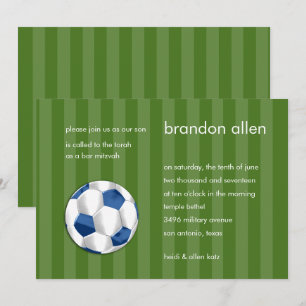 Bar Mitzvah Blue und White Soccer Ball Einladung