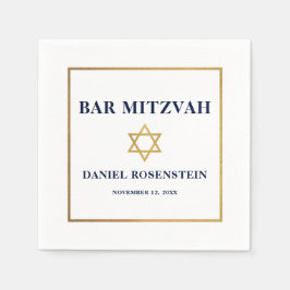 Bar Mitzvah Blue White Gold Serviette