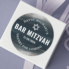 Bar Mitzvah Bold Modern Charcoal Gray Silver Foil  Runder Aufkleber